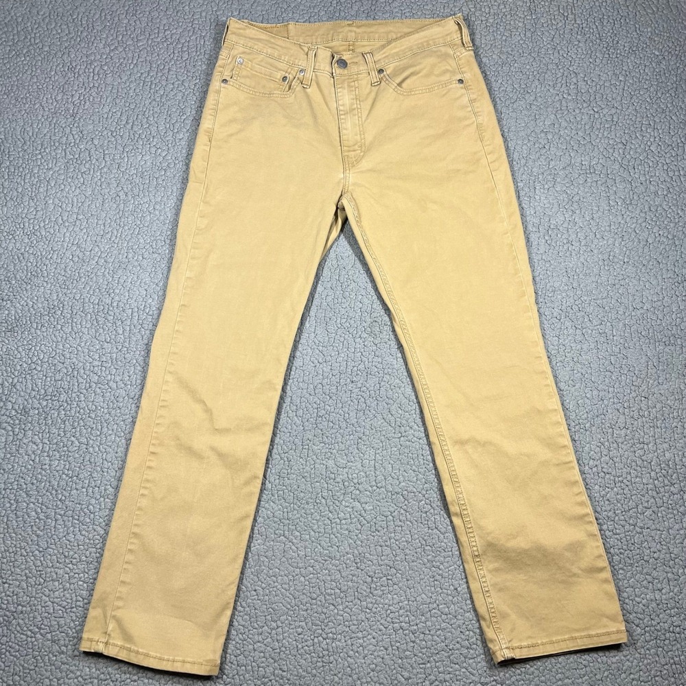 Levis 514 Straight Fit Pants Mens 32x30 Tan Khaki Cotton Blend Stretch
